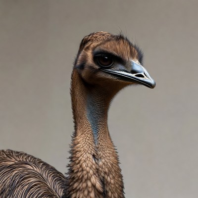 Emu standing on isolated background