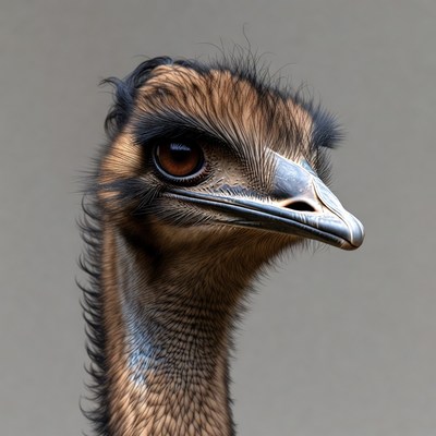 Close-up emu portrait