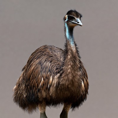 Emu standing on gray background