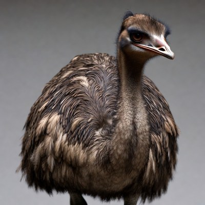Emu standing on gray background