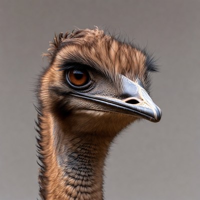 Close-up emu portrait