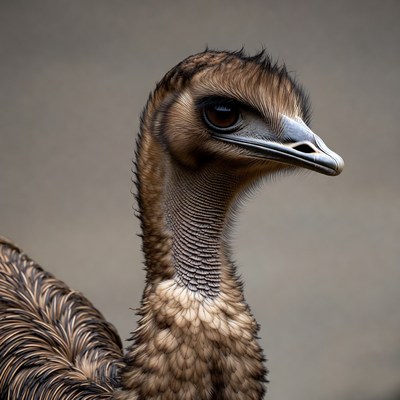 Closeup of fluffy ostrich head