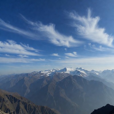 Snowy Mountains under Blue Sky