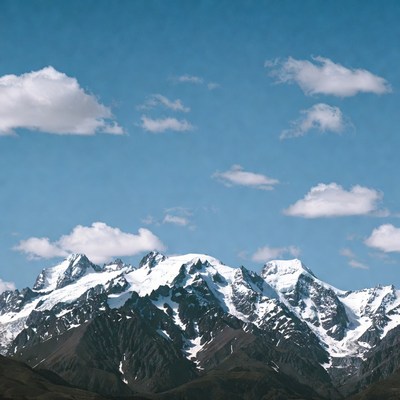Snowy Mountains Under Blue Sky