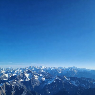 Snowy Mountain Peaks Aerial View