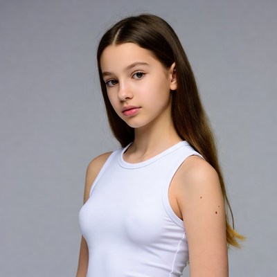 Teen girl in white tank top