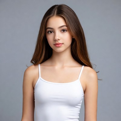 Teen girl in white camisole