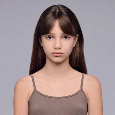 Teen girl with bangs in tank top