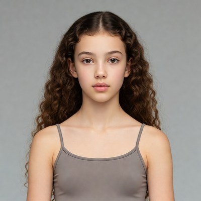 Girl with curly brown hair