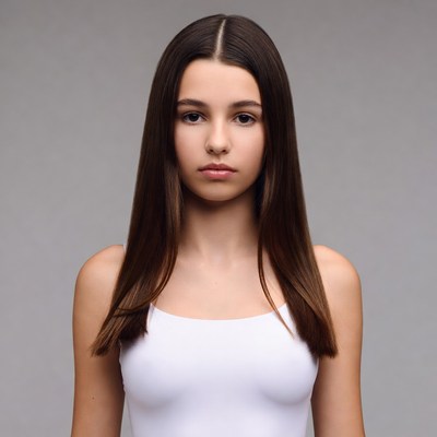 Teen girl with long brown hair