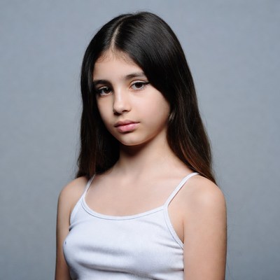 Teen girl with long dark hair