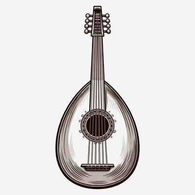 Traditional Oud Lute Illustration