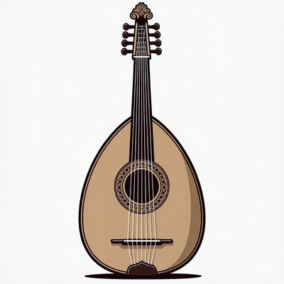 Illustrated Oud Musical Instrument