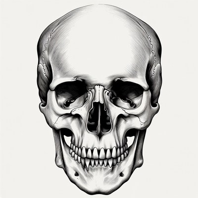 Detailed Human Skull Illustration
