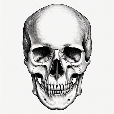 Detailed Human Skull Illustration