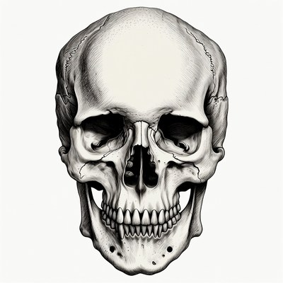 Detailed Human Skull Illustration