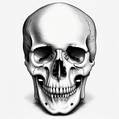 Detailed Human Skull Illustration