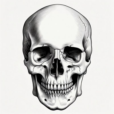 Detailed Human Skull Illustration
