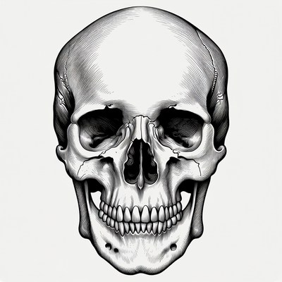 Black Ink Human Skull Illustration