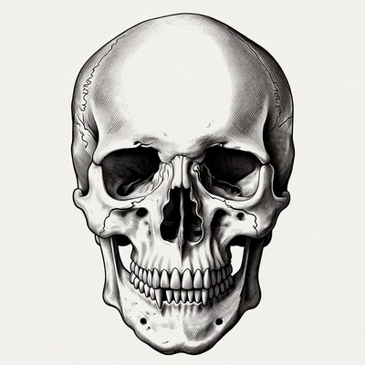 Detailed Human Skull Illustration