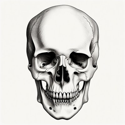 Detailed Human Skull Illustration