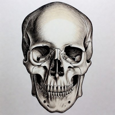Detailed Human Skull Illustration