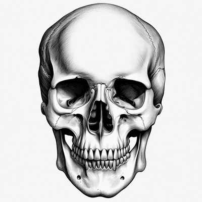 Detailed Human Skull Illustration