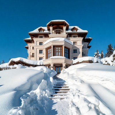Snowy Luxury Chalet in Mountains