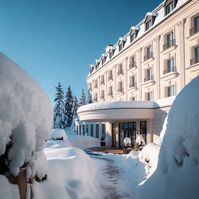 Snowy Luxury Hotel in Mountains