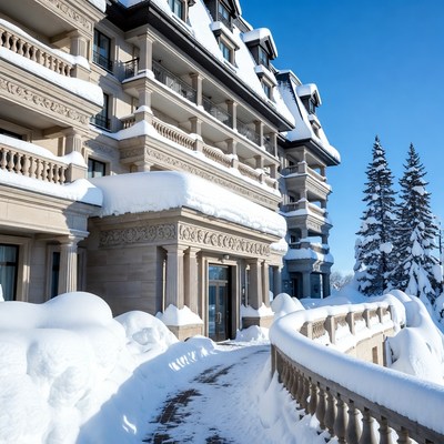 Snowy Luxury Hotel Exterior