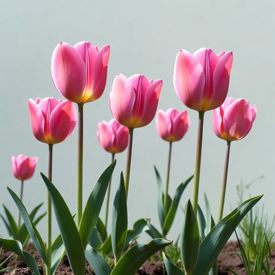 Pink Tulips in Cluster