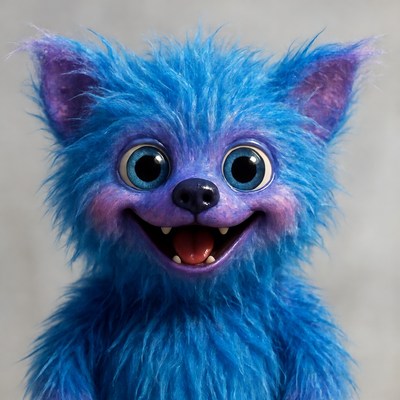 Smiling Blue Furry Monster