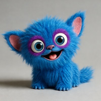 Cute blue furry kitten smiling