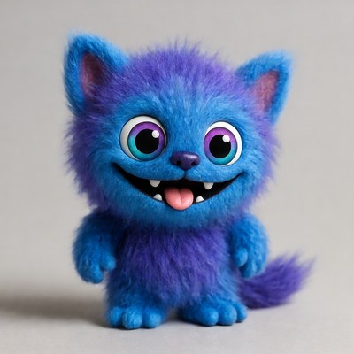 Cute blue furry kitten smiling