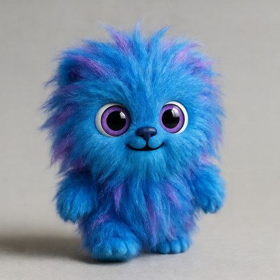 Fluffy Blue Plush Monster Toy
