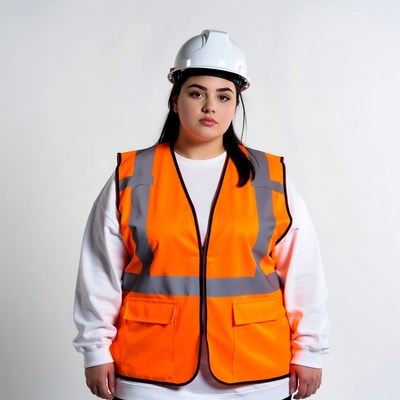 Woman in hard hat and safety vest