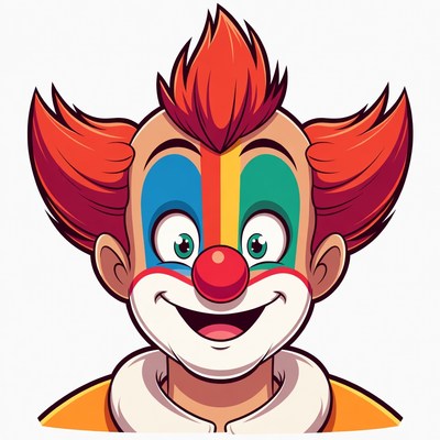 Cartoon Clown with Red Hair