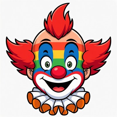 Colorful Cartoon Clown Face