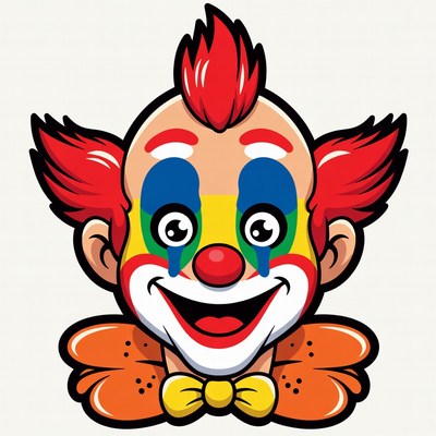 Cartoon Clown Smiling with Red Hair