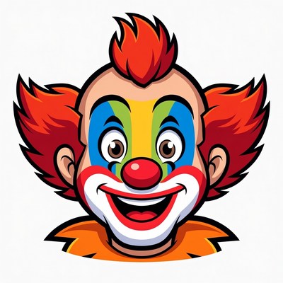 Cartoon Clown Smiling with Red Hair