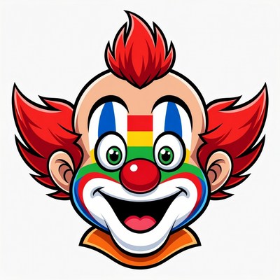 Colorful Cartoon Clown Face