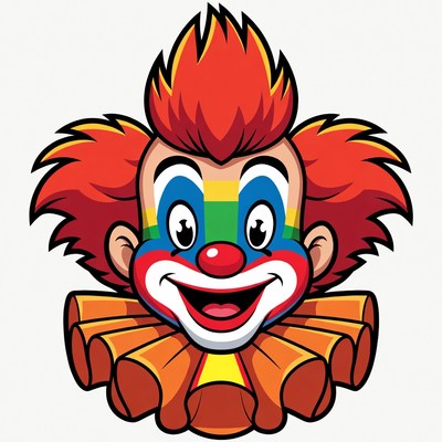 Cartoon Clown Smiling with Red Hair