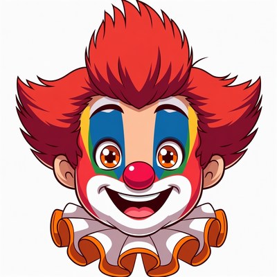 Cartoon Clown Smiling with Red Hair