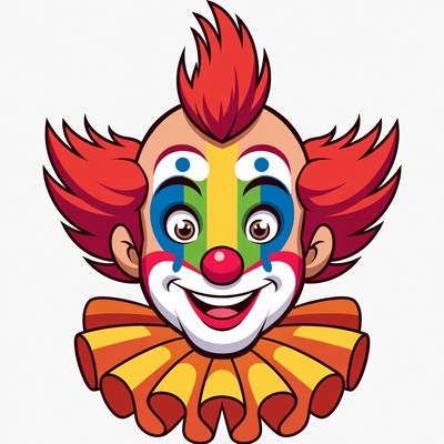 Cartoon Clown with Red Hair
