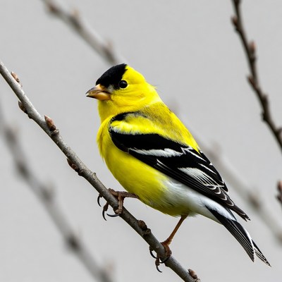 American Goldfinch perched on branch