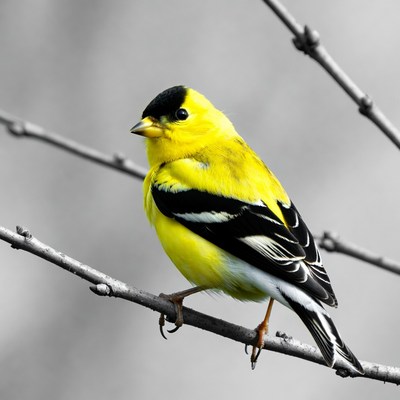 Goldfinch perched on branch