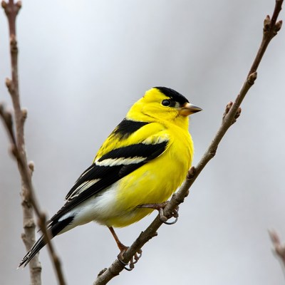 American Goldfinch perched on branch