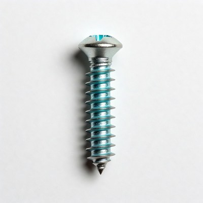 Silver Phillips Screw on White Background
