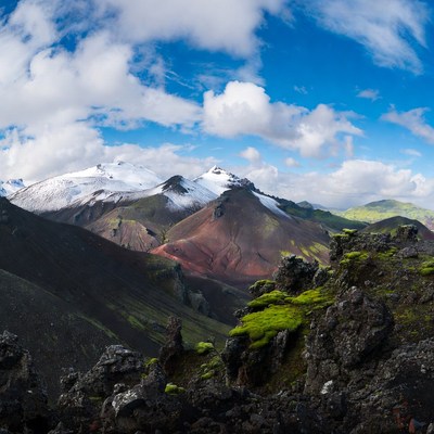 Colorful Mountains with Snow Peaks