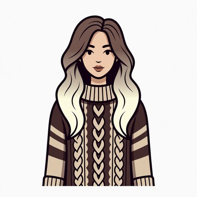 Woman in knitted sweater illustration